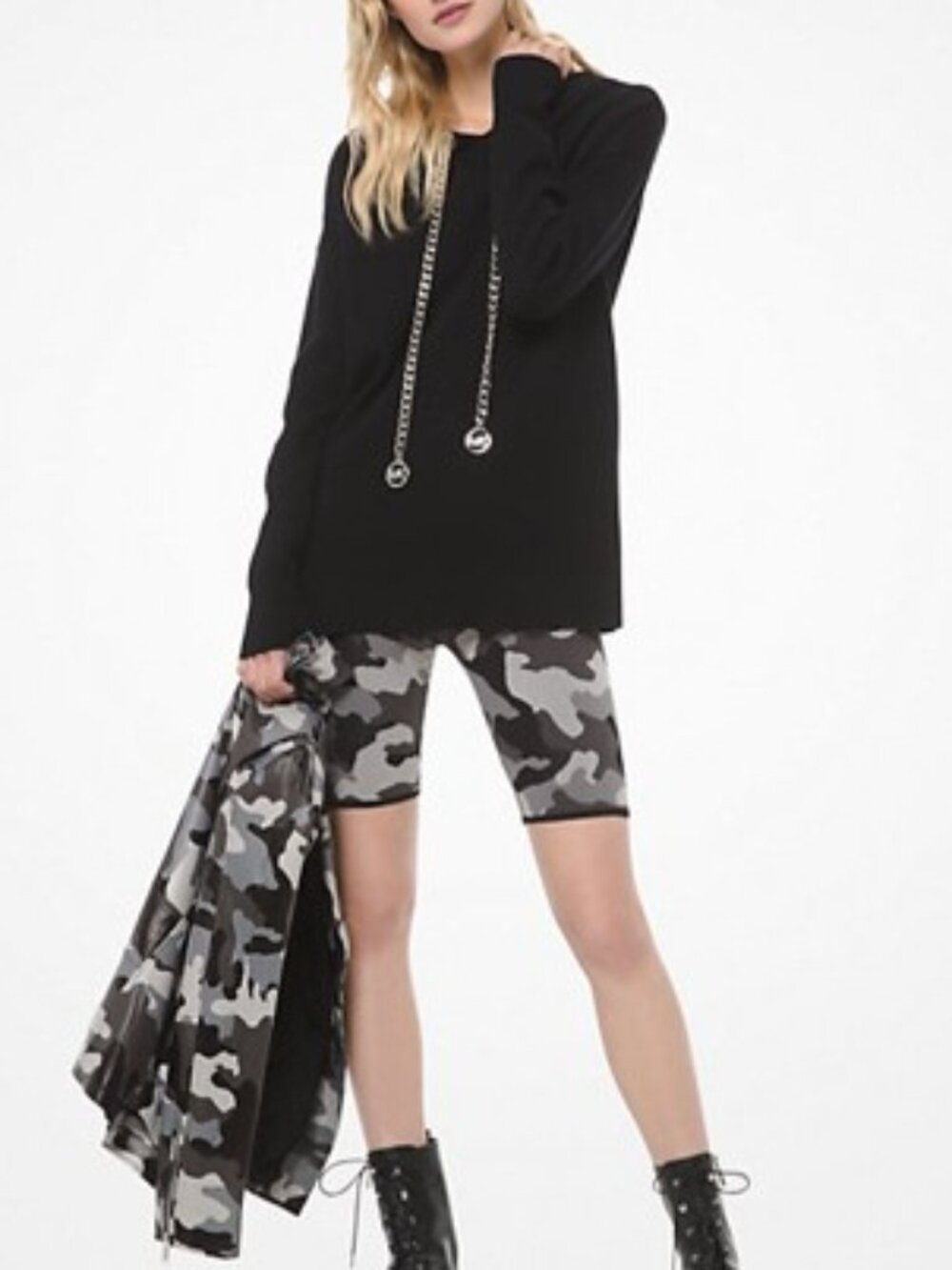 MICHAEL KORS - MK Logo Chain Stretch-Cotton Hoodie